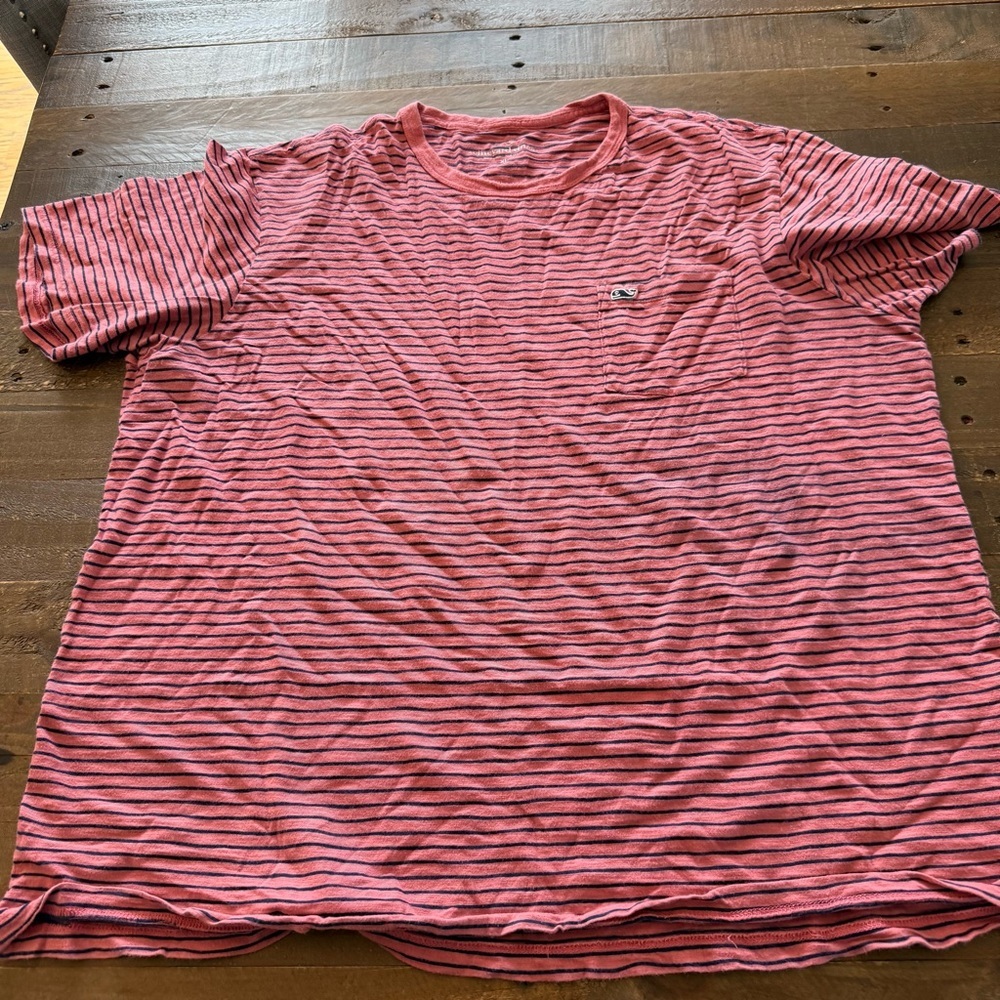 Vineyard Vines Striped Red Pocket Tee Men's Shirt